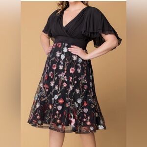Kiyonna Lillian Embroidered Cocktail Dress - Size 2X